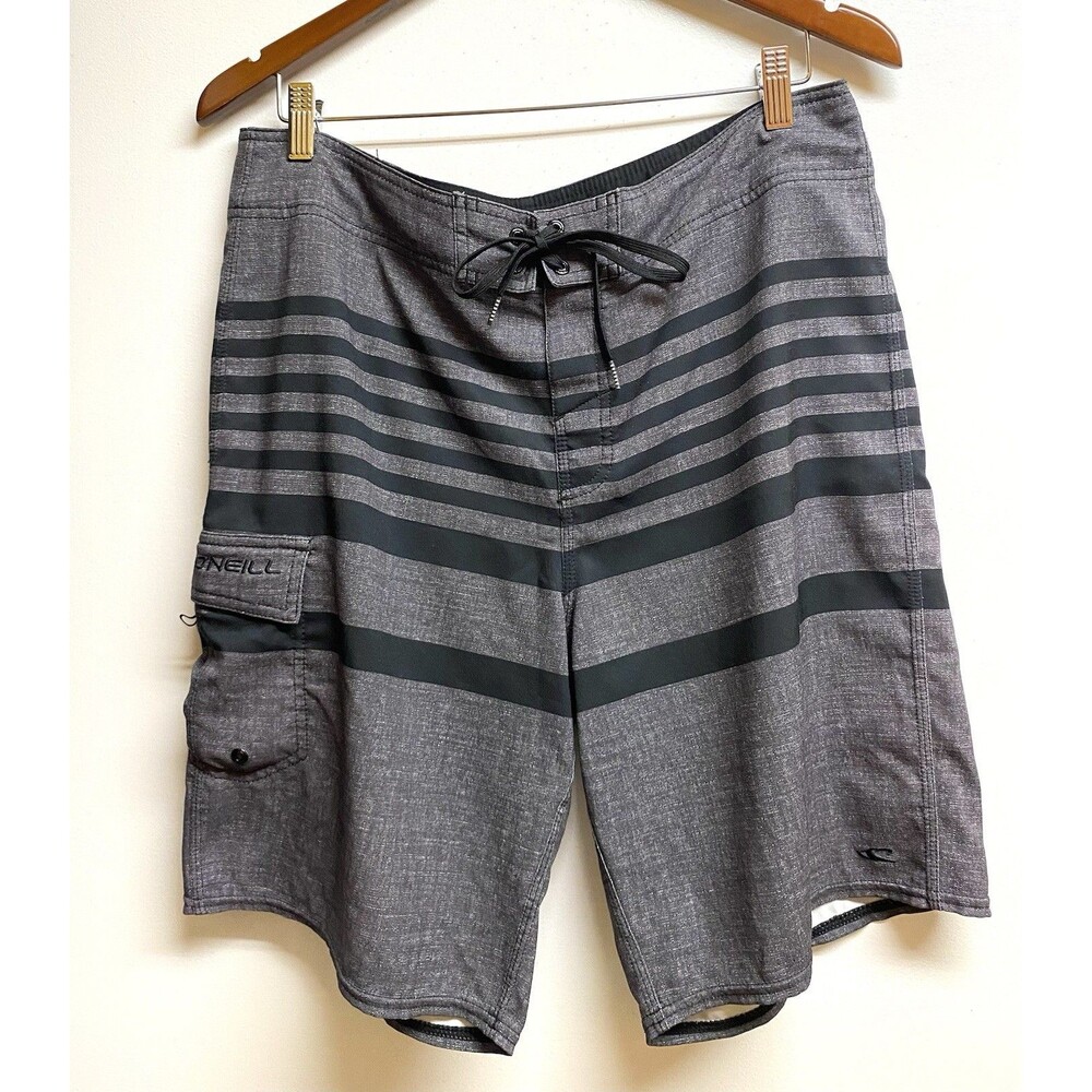 O'NEILL  striped board shorts swim Gray Black sizeSize 33 RN85773